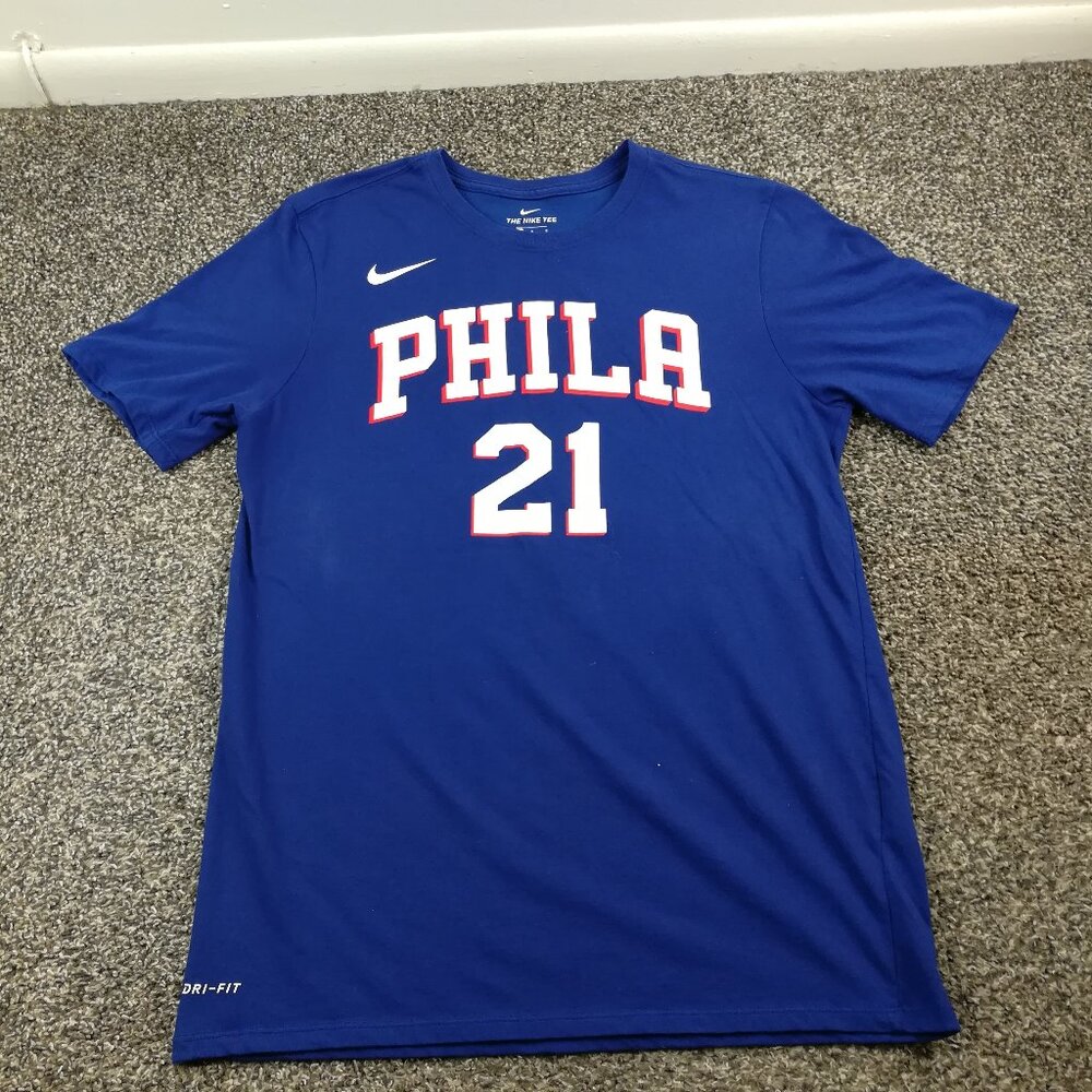 Joel Embiid T-Shirt Jersey Philadelphia 76ers Sixers Nike Mens Large Slim Fit